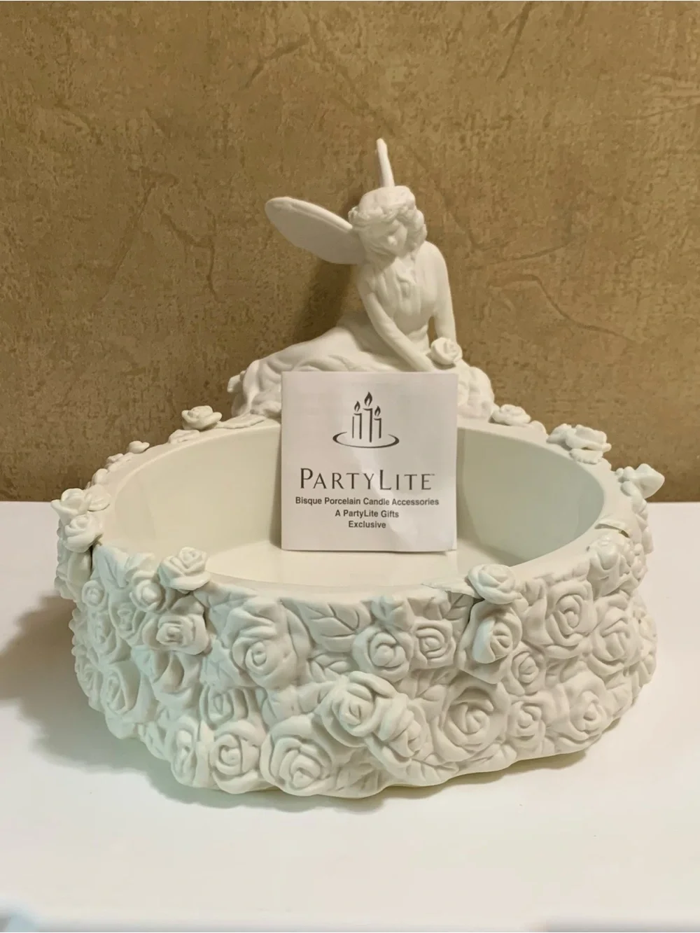 PARTYLITE Fairyland Reflections 3 Wick Candle Holder Porcelain Fairy P7068 NIB